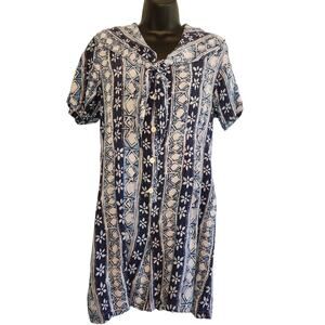 VINTAGE 80s romper All Dressed Up blue pattern size L